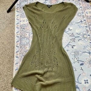BEBE grunge Y2K army green knit sweater dress